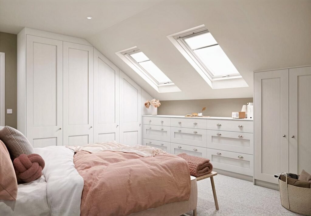 fitted loft wardrobes in roof area